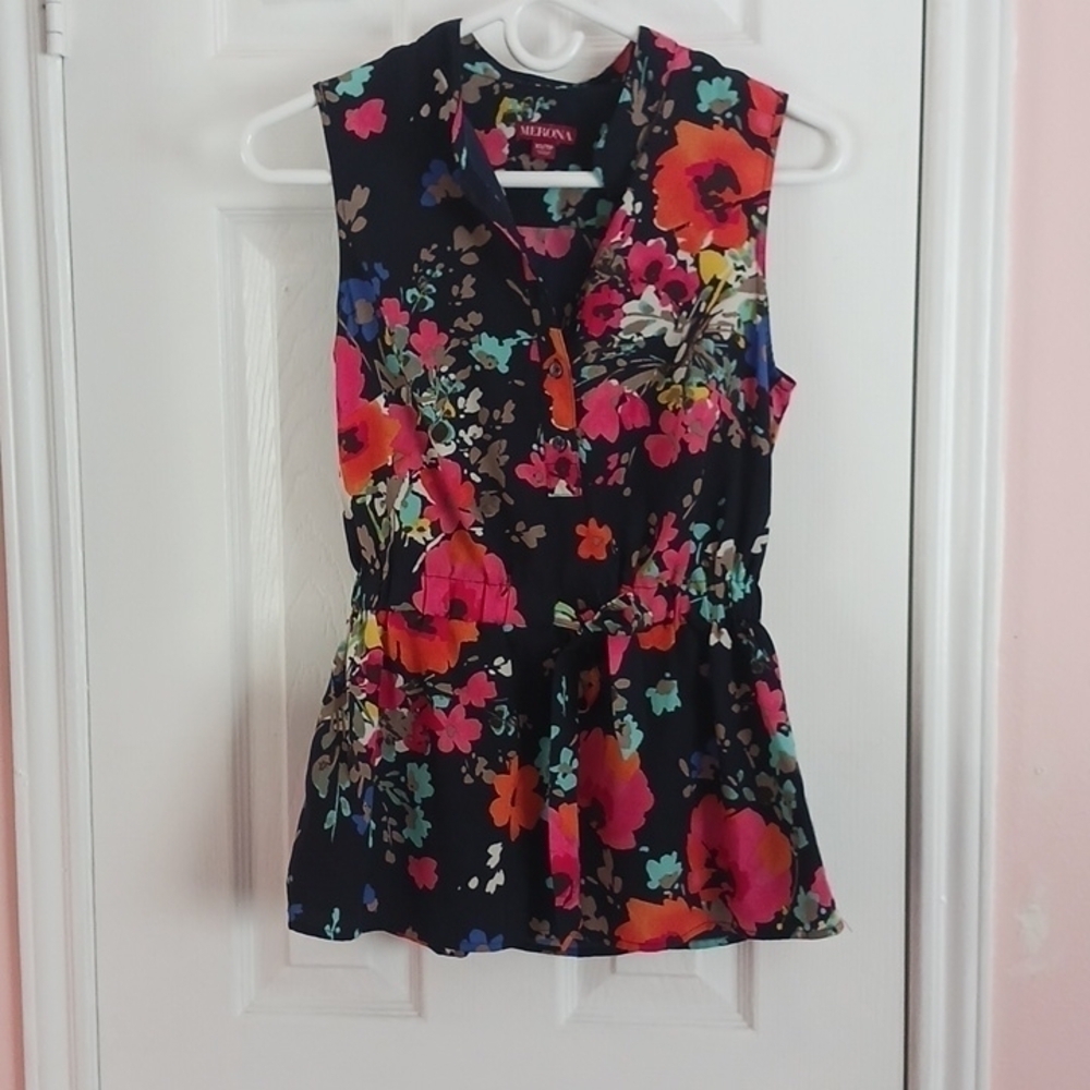 MERONA NAVEY FLORAL PRINT BLOUSE